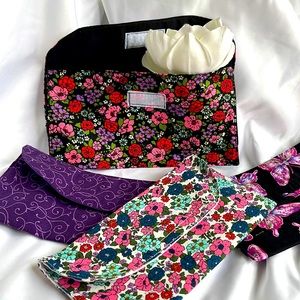 Handmade black/floral flat pouch